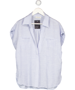 THE SUMMER EDIT Blue Luxe Linen Shirt Sz1 UK S