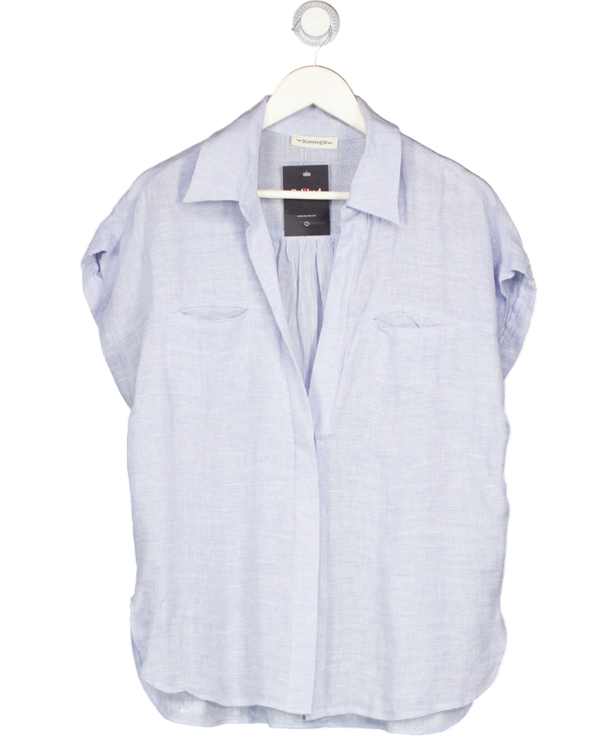 THE SUMMER EDIT Blue Luxe Linen Shirt Sz1 UK S