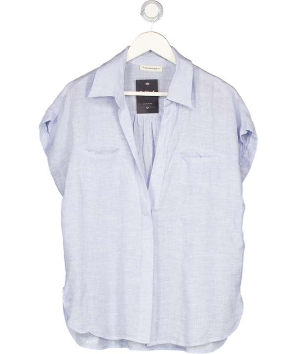 THE SUMMER EDIT Blue Luxe Linen Shirt Sz1 UK S