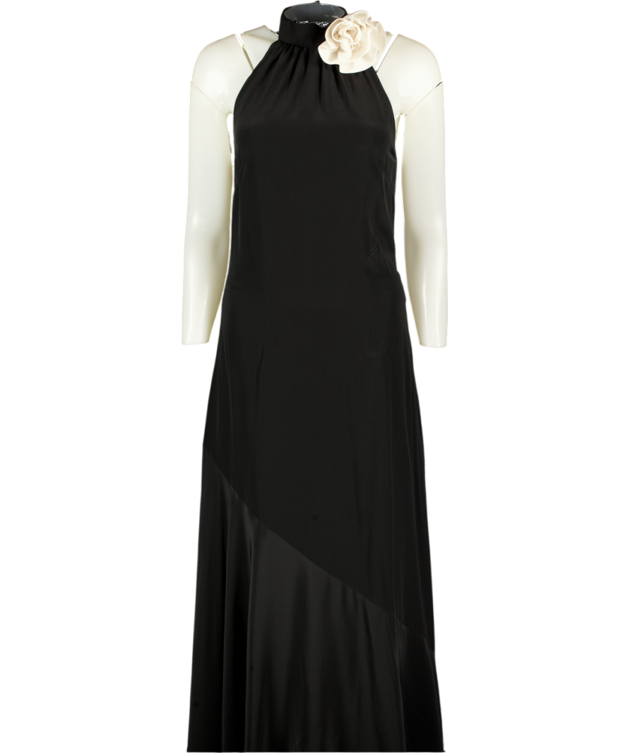 KARL LAGERFELD Black Kl Studio Satin Maxi Dress It42 UK 10