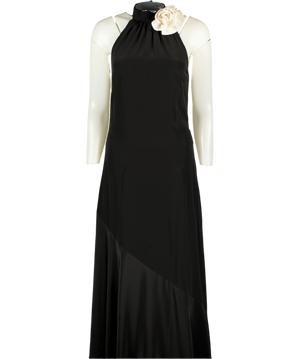 KARL LAGERFELD Black Kl Studio Satin Maxi Dress It42 UK 10