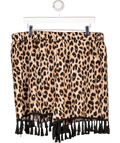 Brown Leopard Print Tassell Hem Shorts UK XXXL