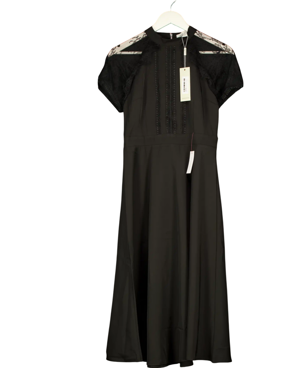 LIQOURISH LONDON Black Lace Sleeve Midi Dress UK 10