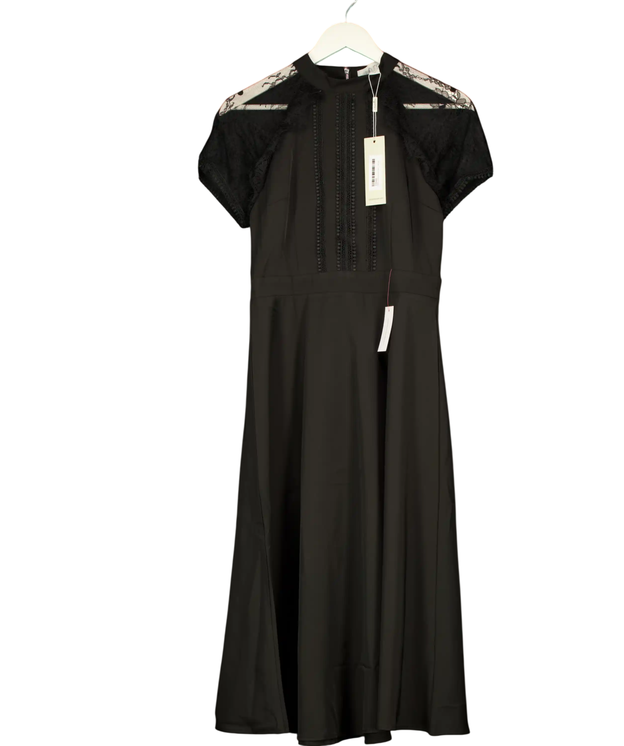 LIQOURISH LONDON Black Lace Sleeve Midi Dress UK 10