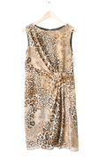 Anne Klein Brown Sleeveless Leopard Print Shift Dress UK 14
