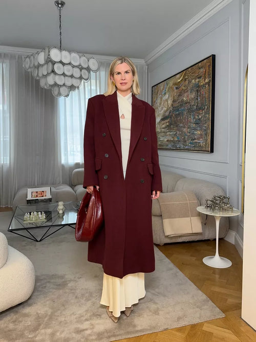 Arket Burgundy Red Oversized Wool Coat UK 12