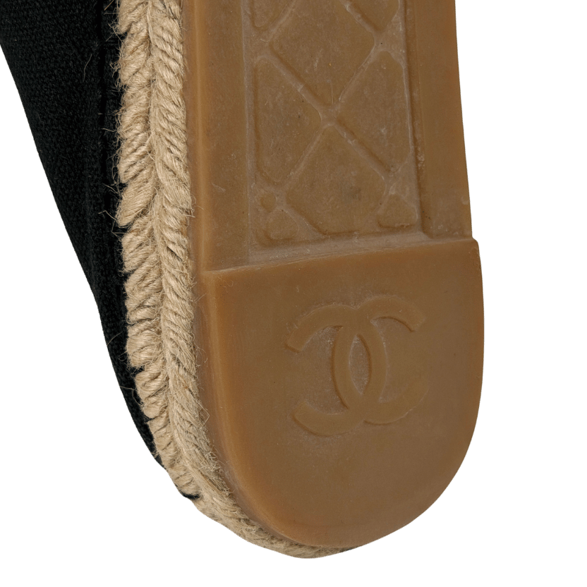 CHANEL Black Canvas Espadrilles With Cc Logo UK 5 EU 38