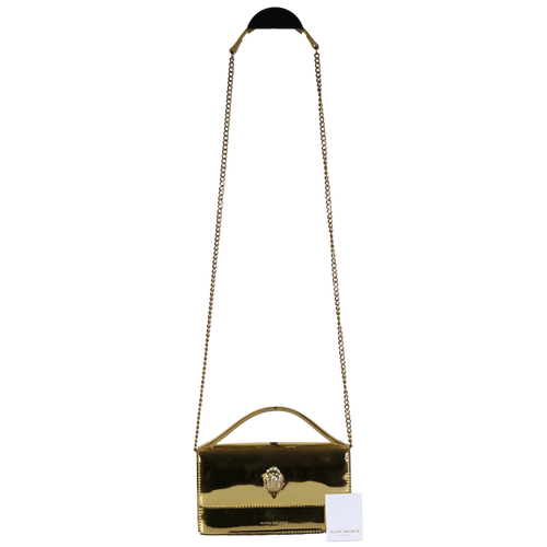 Kurt Geiger Metallic Gold Small Bond Top Handle Bag With Chain Strap