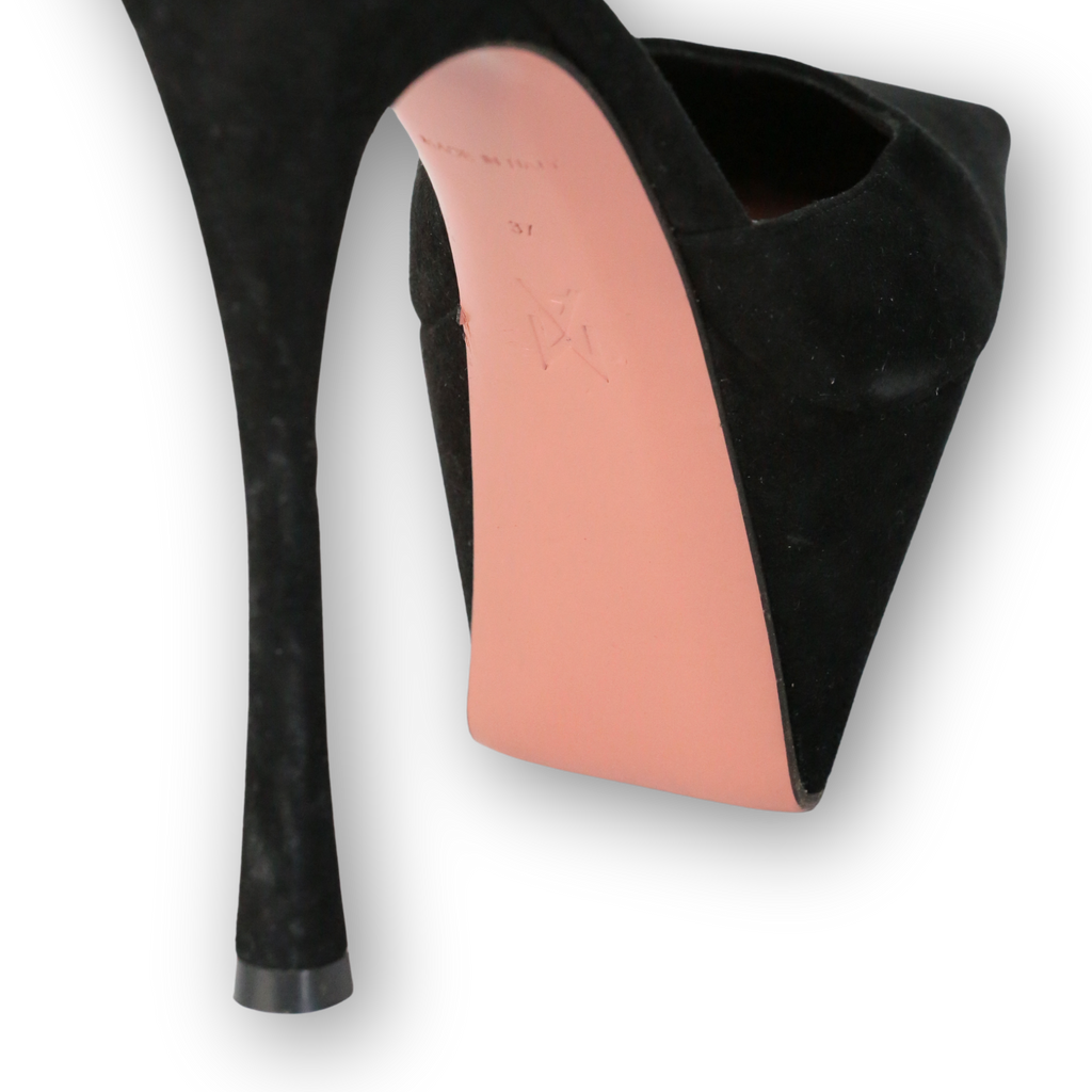 Amina Muaddi Black Suede Angelica Heels UK 4 EU 37 👠