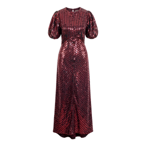 RIXO X Laura Jackson Red Daisy Sequinned Midi Dress UK M