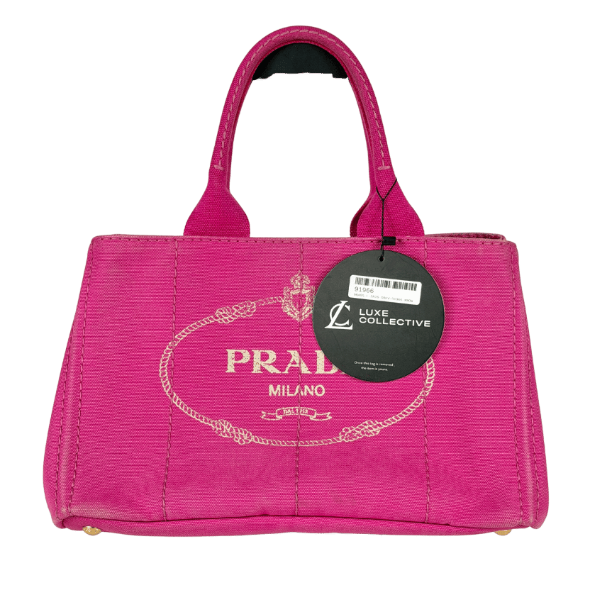 PRADA Pink 2000s Canvas Canapa Tote Bag