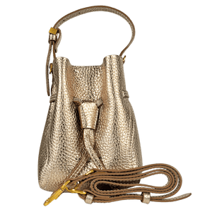 GIANNI CHIARINI Metallic Gold Sienna  Grained Cow Leather Bucket Bag