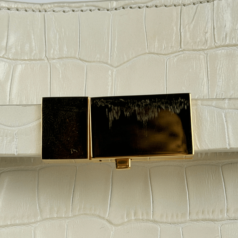 DEMELLIER LONDON Cream New York Croc-effect Leather Tote Bag