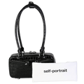 Self-Portrait Black Croc Leather Mini Shoulder Bag
