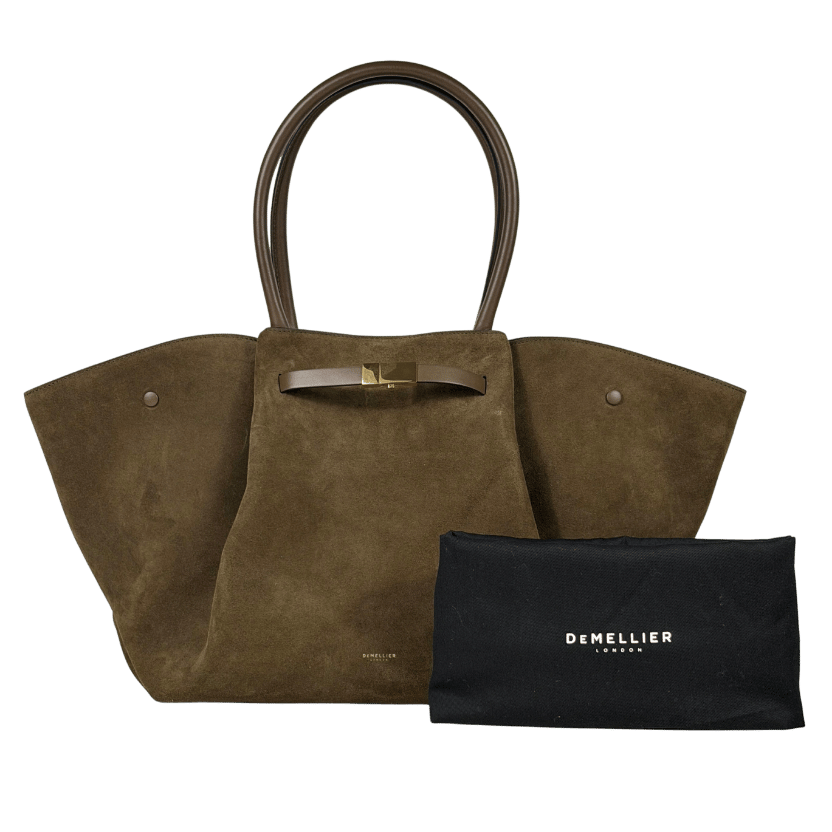 DEMELLIER LONDON Dark Khaki Large New York Suede Tote Bag