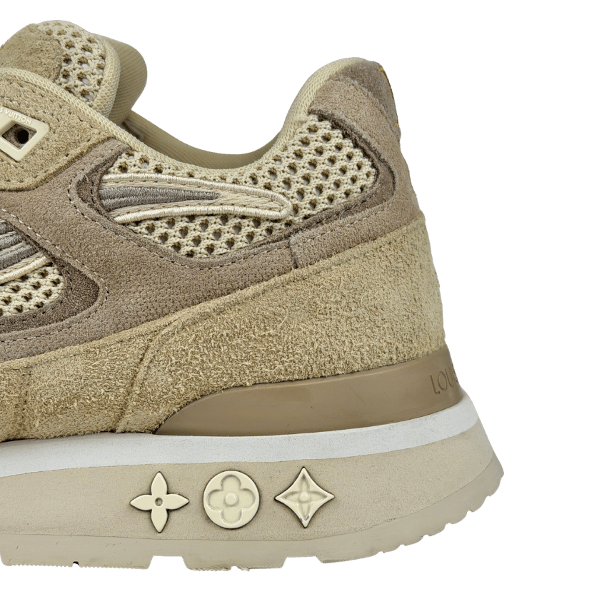 LOUIS VUITTON Beige Suede LV Logo Run Away Trainers UK 6 EU 40 👞