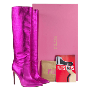PARIS TEXAS Pink Leather Calf-length Stiletto Boots UK 8 EU 41