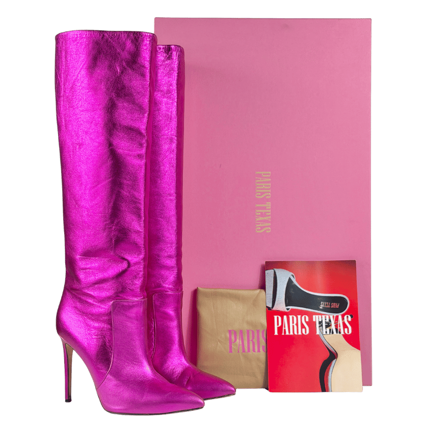 PARIS TEXAS Pink Leather Calf-length Stiletto Boots UK 8 EU 41