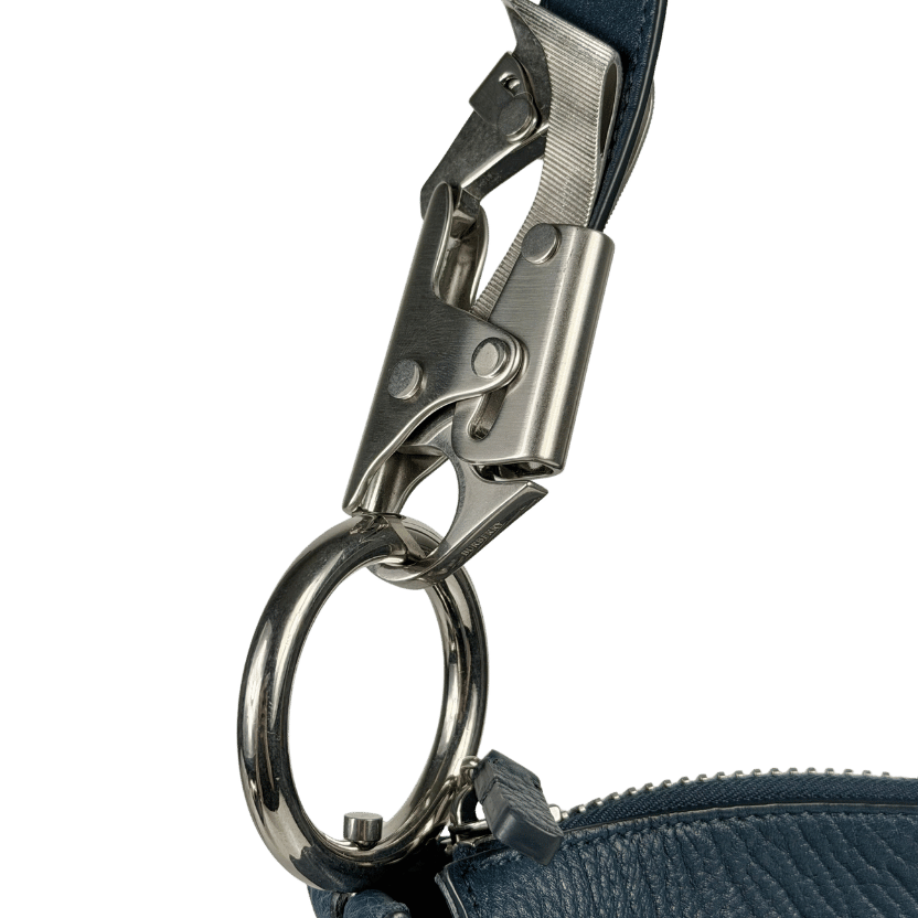 BURBERRY Dark Blue Medium Pebbled Knight Leather Shoulder Bag