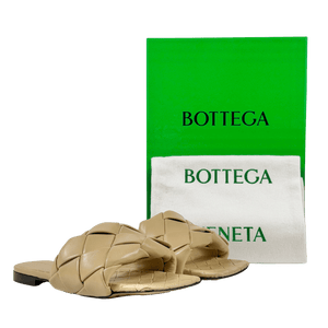 BOTTEGA VENETA Beige Lido Woven Intrecciato Leather Flat Sandals UK 4.5 EU 37.5