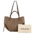 POLENE Taupe Beige Italian Calf Leather Cyme Mini Edition Textured Handbag