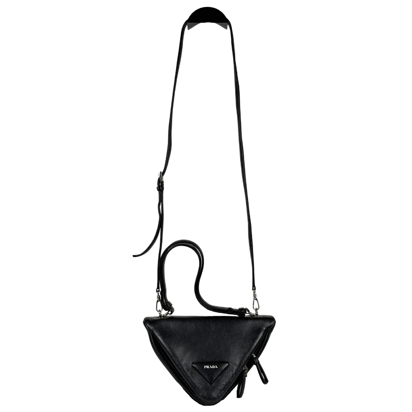 PRADA Black 2010s Triangular Leather Shoulder Bag