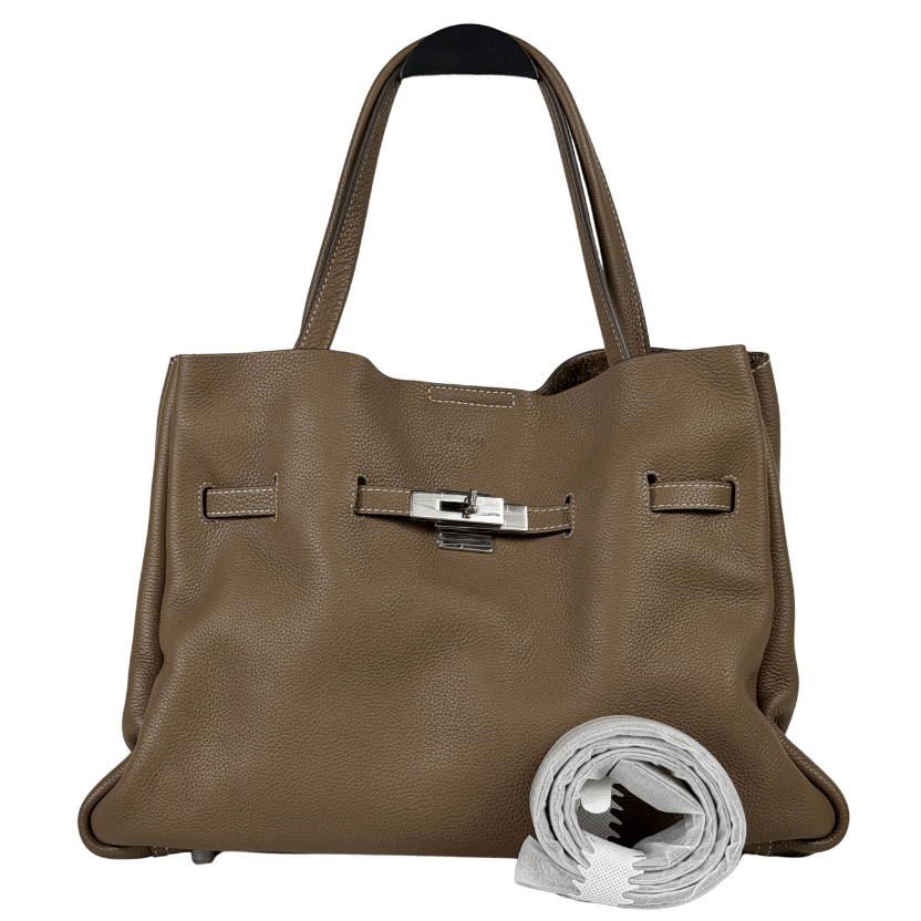 Rabeanco Brown Saoirse Pebbled Leather Soft Structural Shoulder Tote Bag