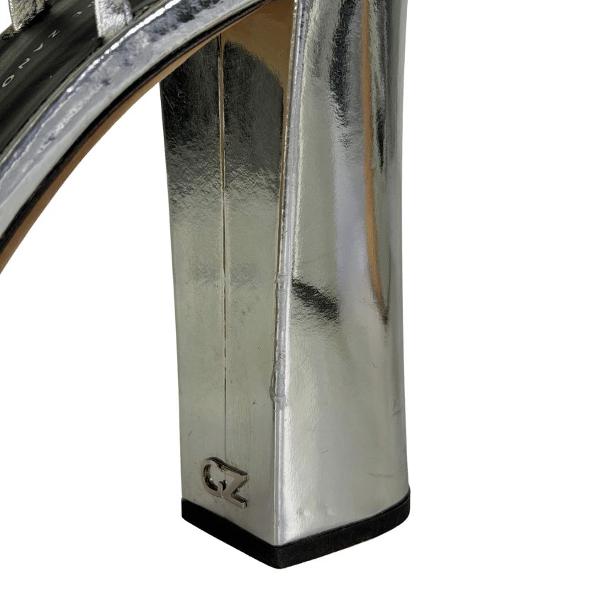 Giuseppe Zanotti Silver Flavienne Mirrored-leather Platform Sandals UK 8 EU 41 👠