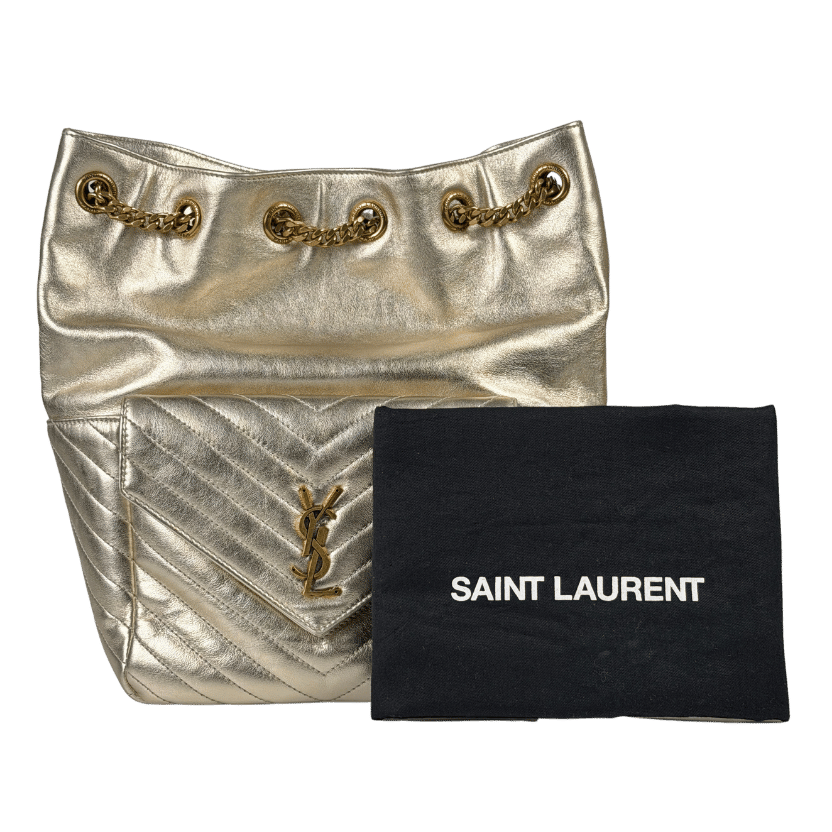 SAINT  LAURENT Metallic Gold Matelasse Lambskin Monogram Joe Backpack