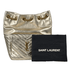 SAINT  LAURENT Metallic Gold Matelasse Lambskin Monogram Joe Backpack