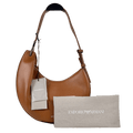 EMPORIO ARMANI 24/7 Mini Handbag In Tan Brown Grained Cow Leather Lion One Size