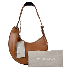 EMPORIO ARMANI 24/7 Mini Handbag In Tan Brown Grained Cow Leather Lion One Size