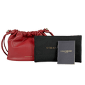 STRATHBERRY Oxblood Leather Charlotte Drawstring Pouch Bag with Shoulder Strap