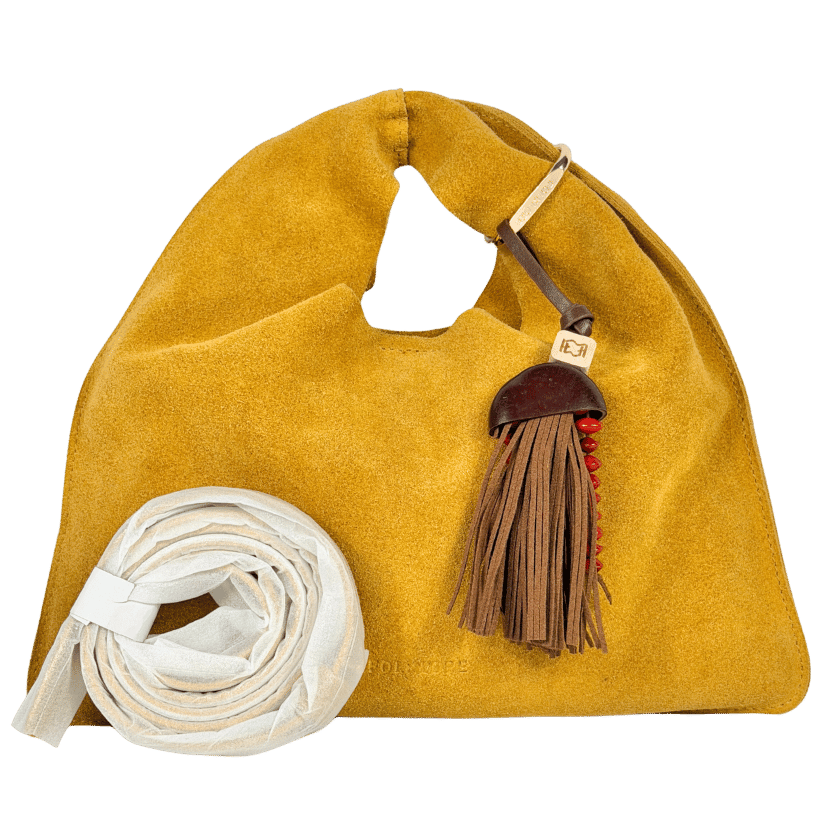 FOLKLORE THE LABEL Small Sling Bag In Yellow Suede