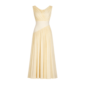 ABADIA Cream One-shoulder Asymmetric Draped Jersey-trimmed Stretch-bamboo Maxi Dress Us2 UK 6