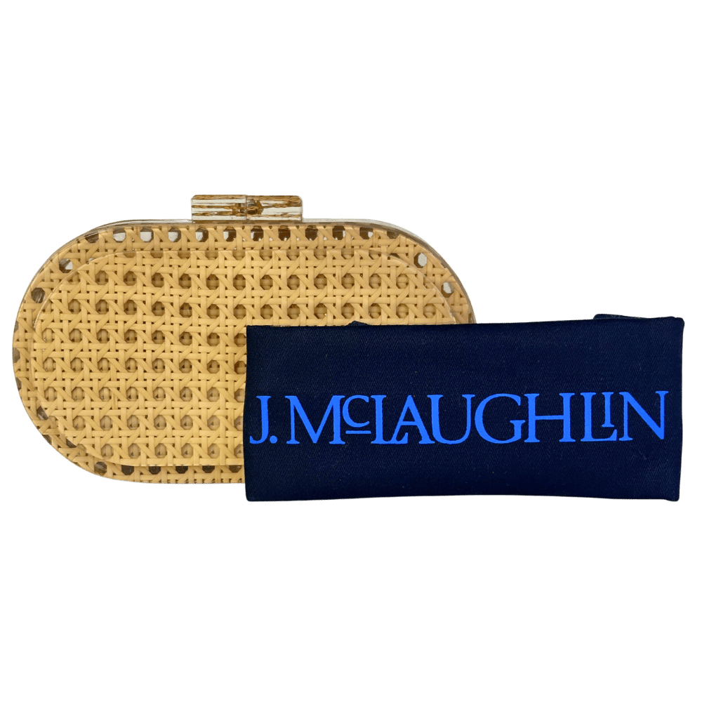 J. MCLAUGHLIN Beige Perspex Raffia Box Clutch Bag One Size