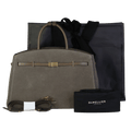 Demellier London Deep Olive Suede & Smooth Leather Hudson Bag With Shoulder Strap