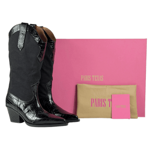 PARIS TEXAS Black 60mm Rosario Croc Embossed Boots UK 8 EU 41