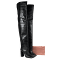 AMINA MUADDII Black Leather Croc Embossed Over-the Knee Boots UK 5 EU 38
