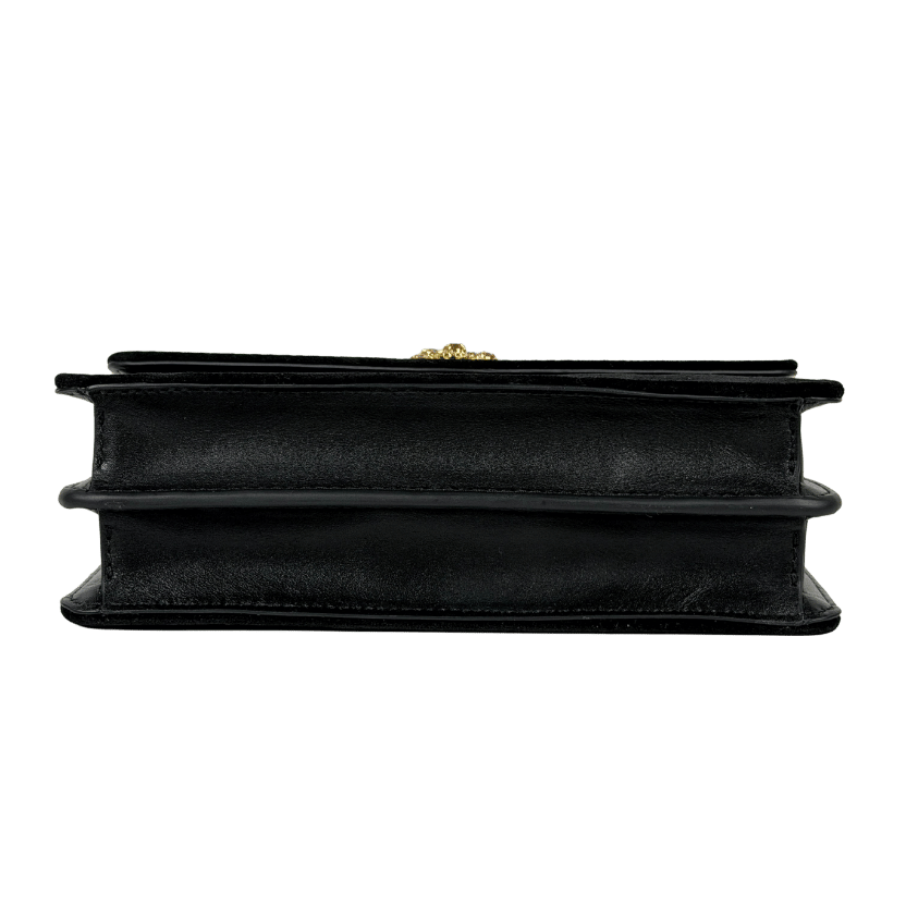 ASPINAL OF LONDON Black Eliza Velvet Embellished Clutch Bag With Strap