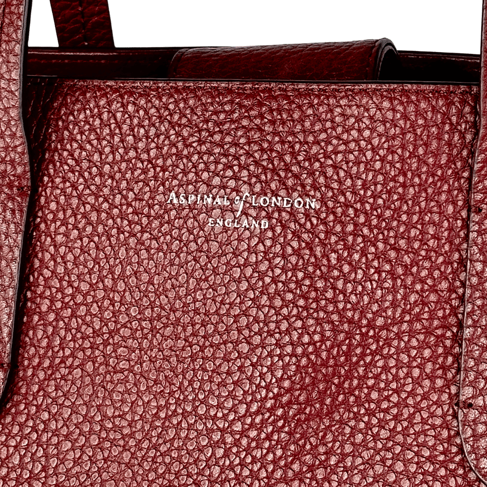 Aspinal Of London Red Burgundy Pebbled Leather Large Tote Bag One Size