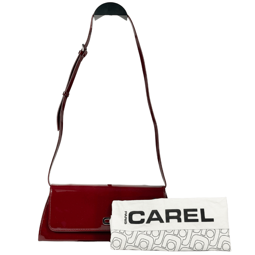 CAREL PARIS Madeleine  Burgundy Patent Leather Shoulder Bag