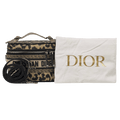 DIOR Beige Mizza Embroidered Canvas Travel Vanity Bag In Leopard Print