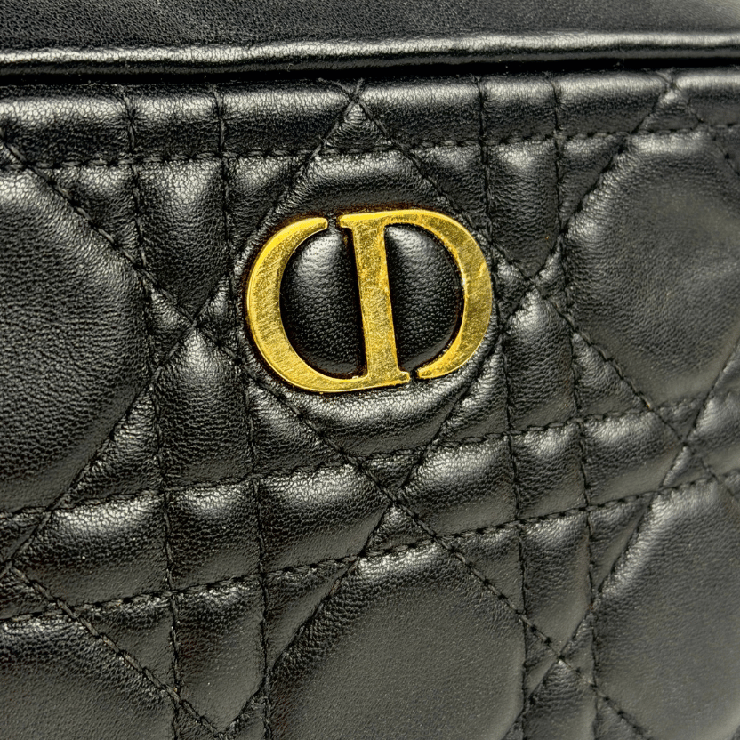 DIOR Black Cannage Leather Caro Zip Pouch