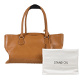 OSOI Tan Brown Leather Boat Wide Shoulder Bag