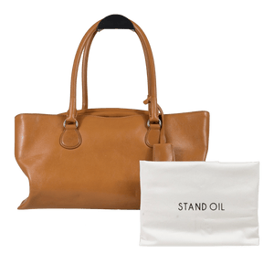 OSOI Tan Brown Leather Boat Wide Shoulder Bag