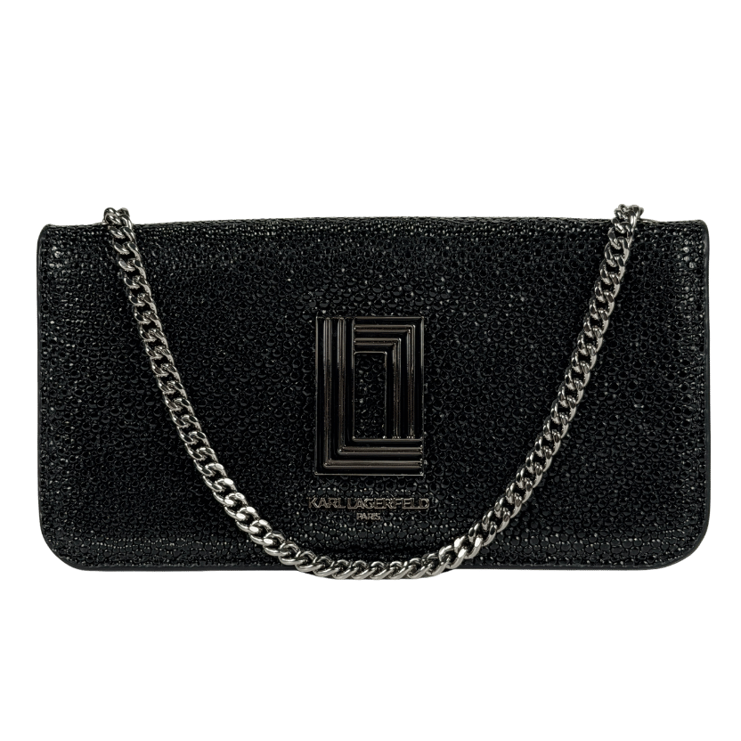 KARL LAGERFELD Black Wallet On A Chain Crossbody Bag