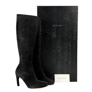 DRIES VAN NOTEN Black Suede Knee-high Boots UK 4 EU 37