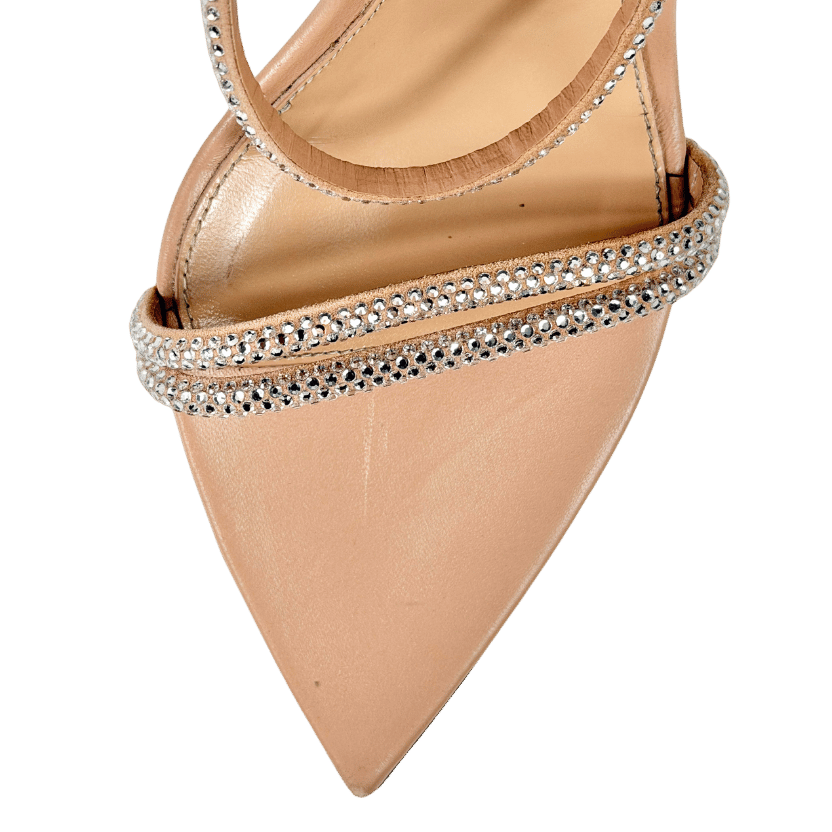 GIANVITO ROSSI Nude Crystal Embellished Pointed Toe Platform Slide Sandal UK 6 EU 39