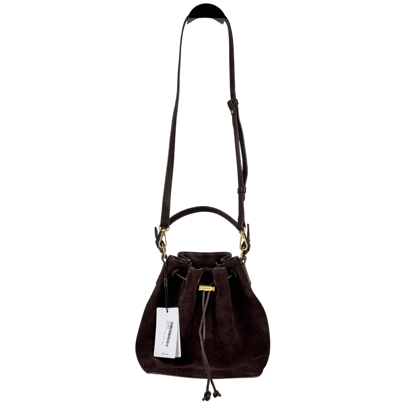 REISS Esther Suede And Leather Bucket Bag In Chocolate Brown